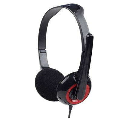 Kenable Gembird Stereo Headset & Microphone 3.5mm Cushioned Gloss Black & Red from B&Q