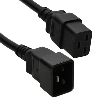 B&Q -  C19 Plug To C20 Socket Server Ups Extension Cable 16A 250V 1.5M Black