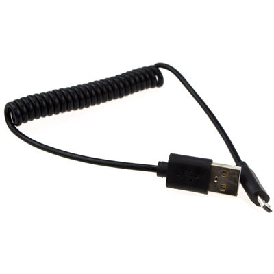 Kenable Coiled Micro B Data And Charging Cable Usb 2.0 Black 0.6M from B&Q