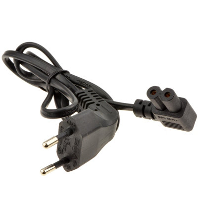 B&Q -  Right Angle 2 Pin Euro Plug To Angled C7 Plug Power Cable Lead 1M