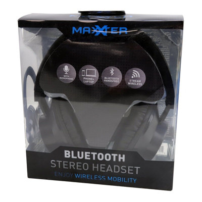Kenable Maxxter Bluetooth Wireless Headset Headphones With Mic Black from B&Q