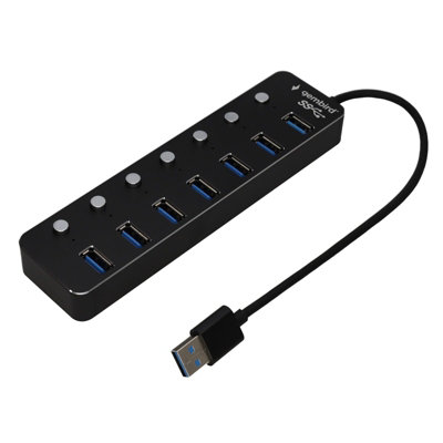 B&Q -  7 Port Usb 3.1 Gen 1 Hub With Switches 5Gbps With Over Current Spike Protection