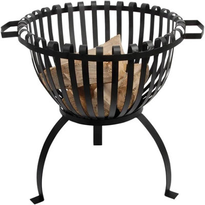 Fallen Fruits Cast Iron Tulip Fire Basket Black Outdoor Wood Burning Fire Pit Modern Garden Heater from B&Q