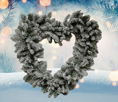 Everlands Snowy Heart Christmas Door Wreath Large Artificial Door Decoration 50Cm 528 Tips from B&Q