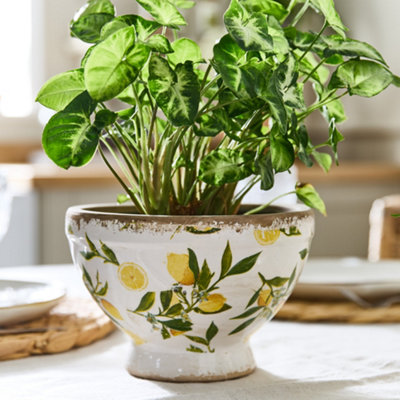 Dibor Traditional Large Watercolour-Effect Lemon Spring Summer Indoor Plant Pot Flower Planter (Dia) 28Cm(H) 14Cm from B&Q