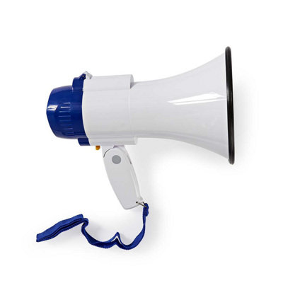 Nedis Megaphone 10w 250m Range Built-in Microphone White,Blue BATTERIES INCLUDED - Image 3