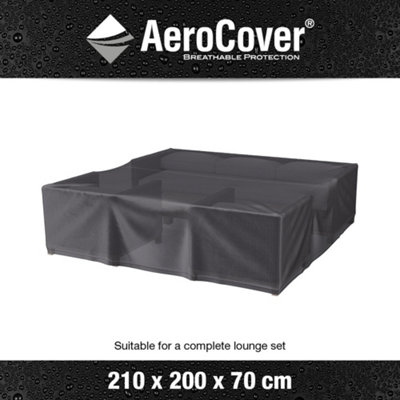 Pacific Lifestyle Platinum Aerocover Outdoor Lounge Set Waterproof Breathable Rip-Stop Polyester Cover W210xd200xh70cm