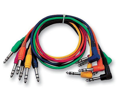 A Pack of 6 Stereo Patch Leads with Right Angle to Straight Jack Plugs 30cm long - Image 2