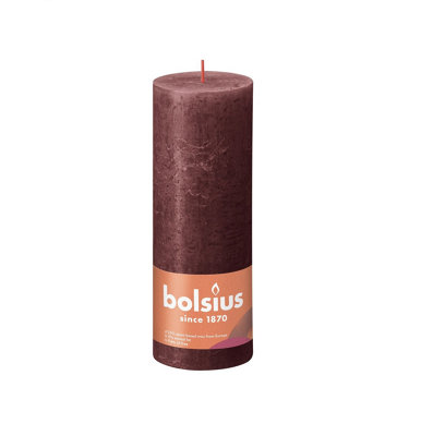 Bolsius Rustic Velvet Red Shine Pillar Candle. Unscented. H19 Cm from B&Q