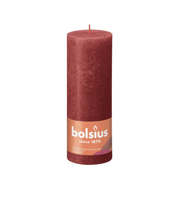 Delicate Red Bolsius Rustic Shine Pillar Candle. Unscented. H19 Cm from B&Q