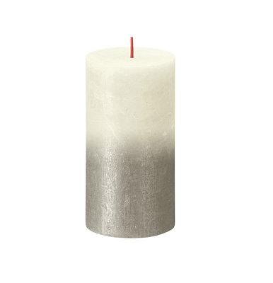 Faded Soft Pearl Bolsius Rustic Metallic Candle. Unscented. H13 Cm from B&Q