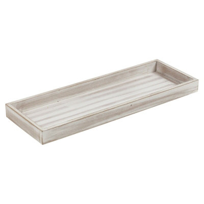 Urbn-Living Urbnliving 40Cm Width Wooden Distressed Shabby Chic Grey Candle Light Tray Design Table Decoration from B&Q