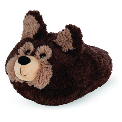 Noxxiez Giant Plush Foot Warmer SlipperDark Brown Dog from B&Q