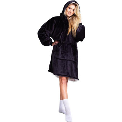 Noxxiez Sherpa Fleece Cuddle Oversized HoodieBlack from B&Q