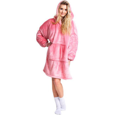 Noxxiez Sherpa Fleece Cuddle Oversized HoodiePink from B&Q