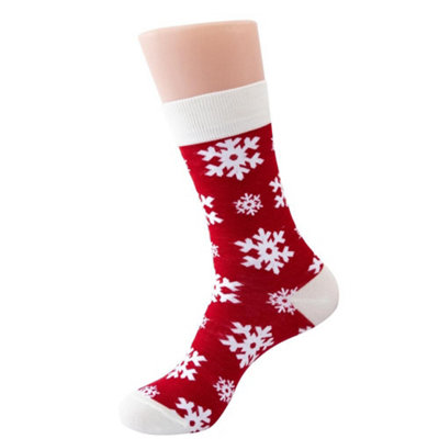 B&Q -  Soxxiez Christmas Unisex Adult SocksRed Snowflakes