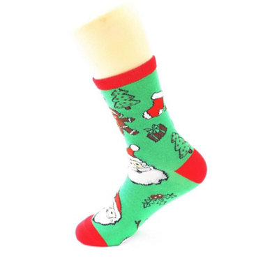 B&Q -  Soxxiez Christmas Unisex Adult SocksGreen Xmas