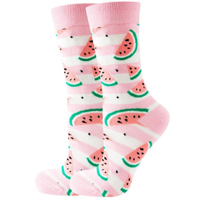 B&Q -  Soxxiez Unisex Adult SocksPink Watermelon