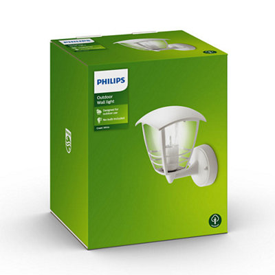 Philips Creek Wall Lantern White 1X60W 230V Up from B&Q