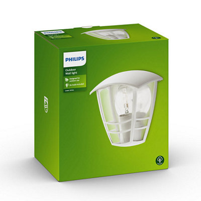Philips Led Creek Wall Lantern 60W 230VWhite from B&Q