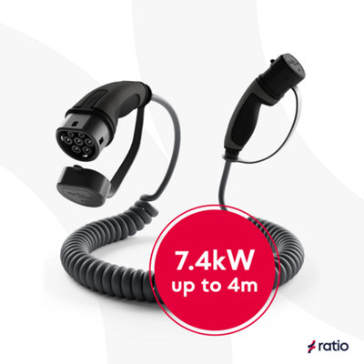 Ratio EV Ev Charging Cable 7.4Kw 4M Coiled Type 2 Ratio Premium from B&Q