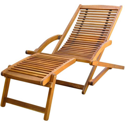 Walplus Deck Chair With Footrest Solid Acacia Wood from B&Q