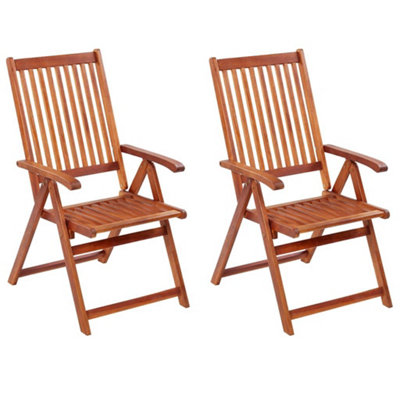  - Folding Garden Chairs 2 Pcs Solid Acacia Wood Brown