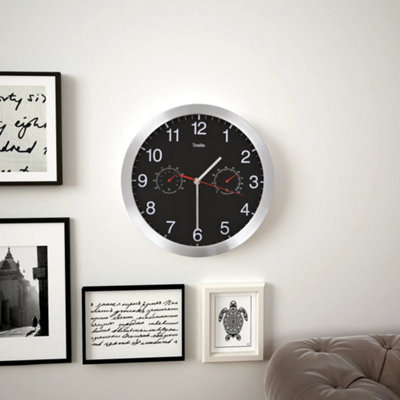 Walplus Wall Clock With Quartz Movement Hygrometer Thermometer Black from B&Q