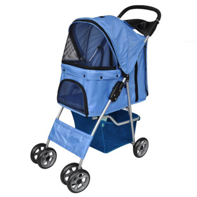 Walplus Folding Pet Stroller Dog/cat Travel Carrier Blue from B&Q