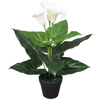 Walplus Artificial Calla Lily Plant With Pot 45 Cm White from B&Q
