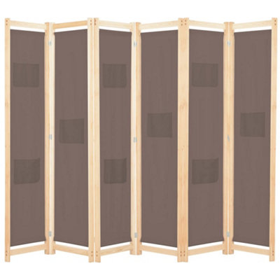 Walplus Brown Fabric 6 Panel Room Divider 240 By 170 By 4 Centimetres