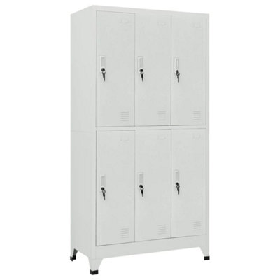 B&Q -  Locker Cabinet With 6 Compartments Steel 90X45X180 Cm Grey