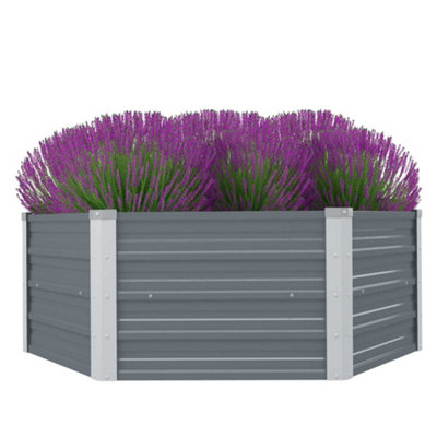 B&Q -  Raised Garden Bed 129X129X46 Cm Galvanised Steel Grey