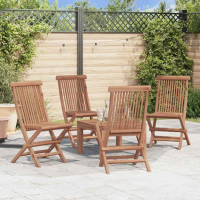 B&Q -  Folding Garden Chairs 4 Pcs Solid Teak Wood
