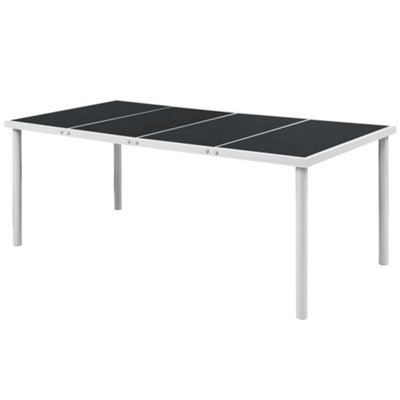 B&Q -  Garden Table 190X90X74 Cm Black Steel Outdoor Dining Tables