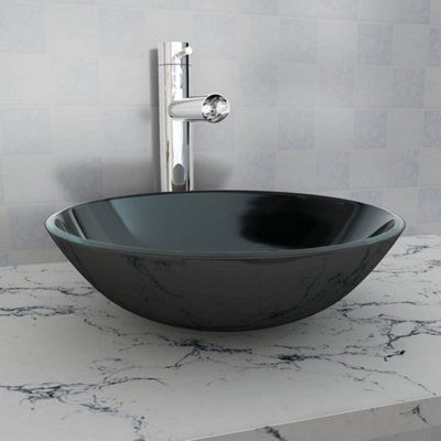 Vidaxl Basin Tempered Glass 42 Cm Black from B&Q