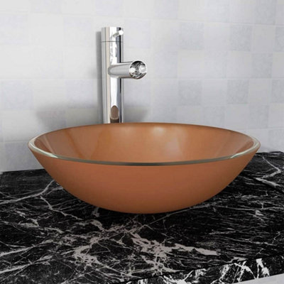 Vidaxl Basin Tempered Glass 42 Cm Brown from B&Q