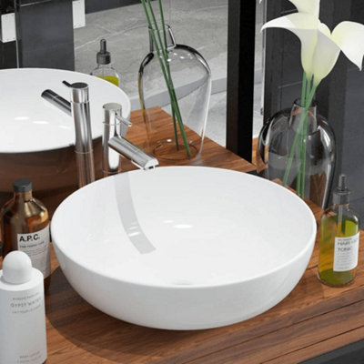 Vidaxl Basin Round Ceramic White 41.5X13.5 Cm from B&Q