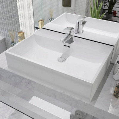 Vidaxl Basin With Faucet Hole Ceramic White 60.5X42.5X14.5 Cm from B&Q