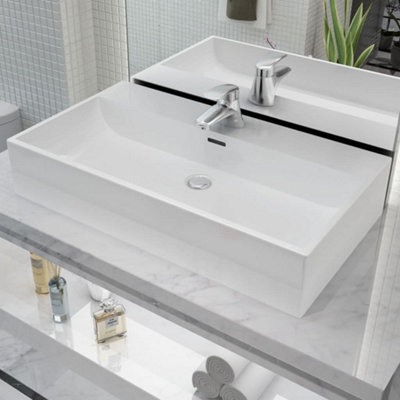Vidaxl Basin With Faucet Hole Ceramic White 76X42.5X14.5 Cm from B&Q