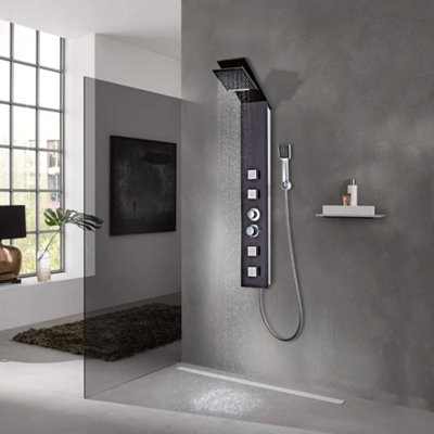 B&Q -  Shower Panel System Glass Brown