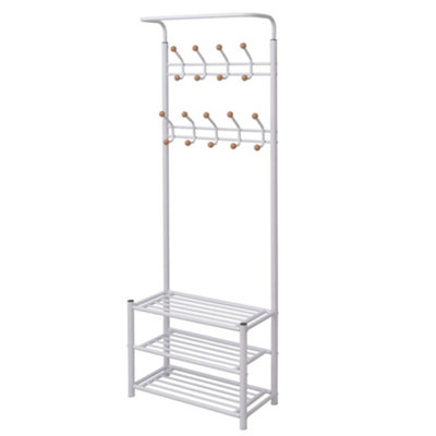 B&Q -  Clothes Rack With Shoe Storage 68X32X182.5 Cm White