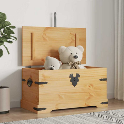 Vidaxl Corona Storage Chest - Mexican Pine, Waxed Pinewood, 91X49.5x47 Cm, Cabinet Organizer, 243747 - Image 4
