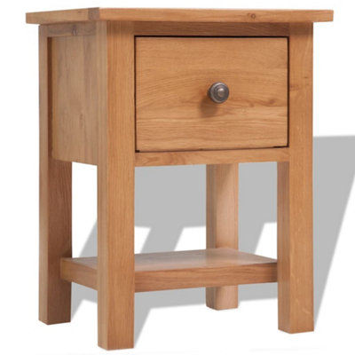 Vidaxl Solid Oak Wood Nightstand Brown Bedside Table Chest Telephone Stand - Image 3
