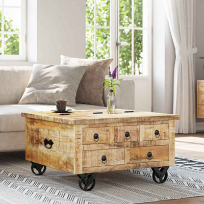 VidaXL Coffee Table - Rough Mango Wood - Brown - 70x70x40 cm - Image 2