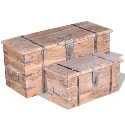 Vidaxl Two Piece Storage Chest Set Acacia Wood White