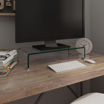 B&Q -  Tv Stand/monitor Riser Glass Clear 60X25X11 Cm
