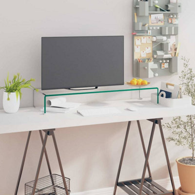 Vidaxl Tv Stand/Monitor Riser Glass Clear 90X30x13 Cm