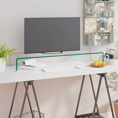 Vidaxl Tv Stand/Monitor Riser Glass Clear 100X30x13 Cm