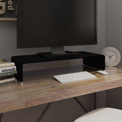 Vidaxl Tv Stand/Monitor Riser Glass 70X30x13 Cm Black